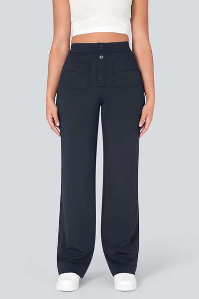 High waisted elastische casual broek
