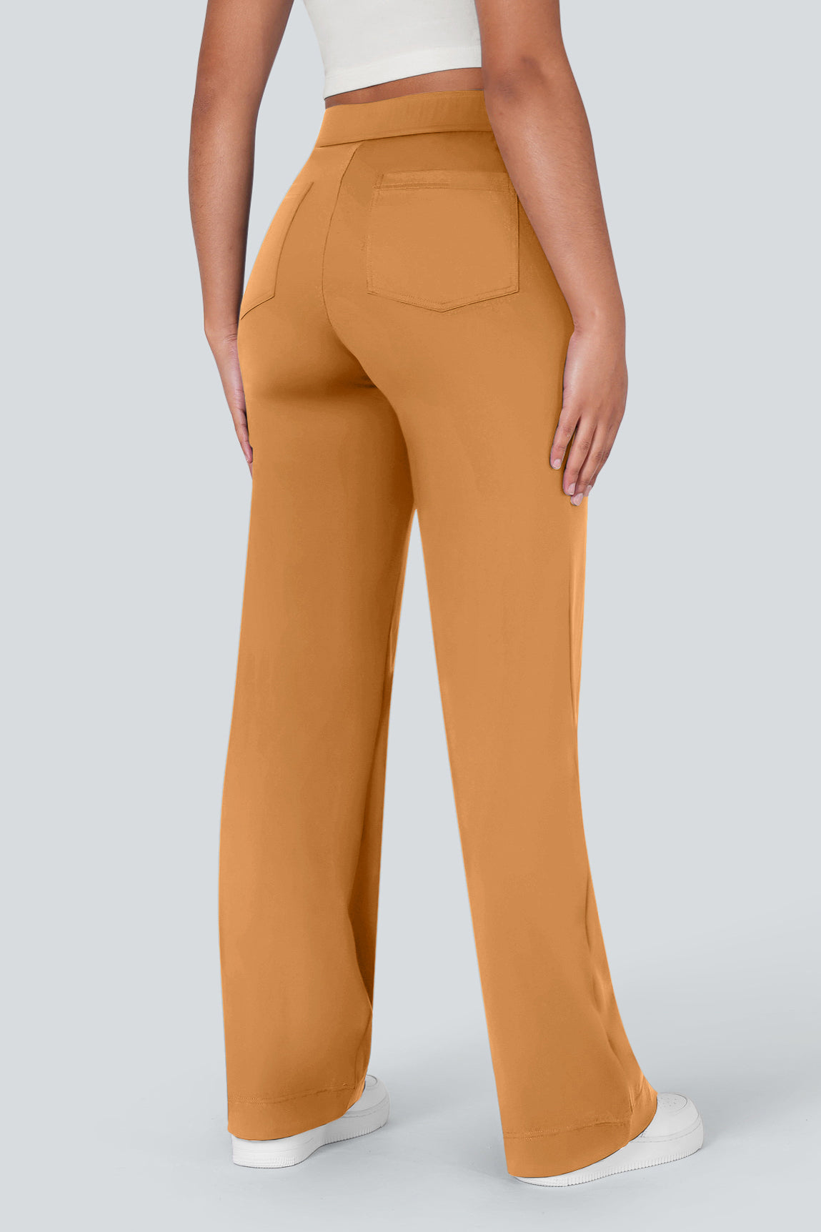 High waisted elastische casual broek