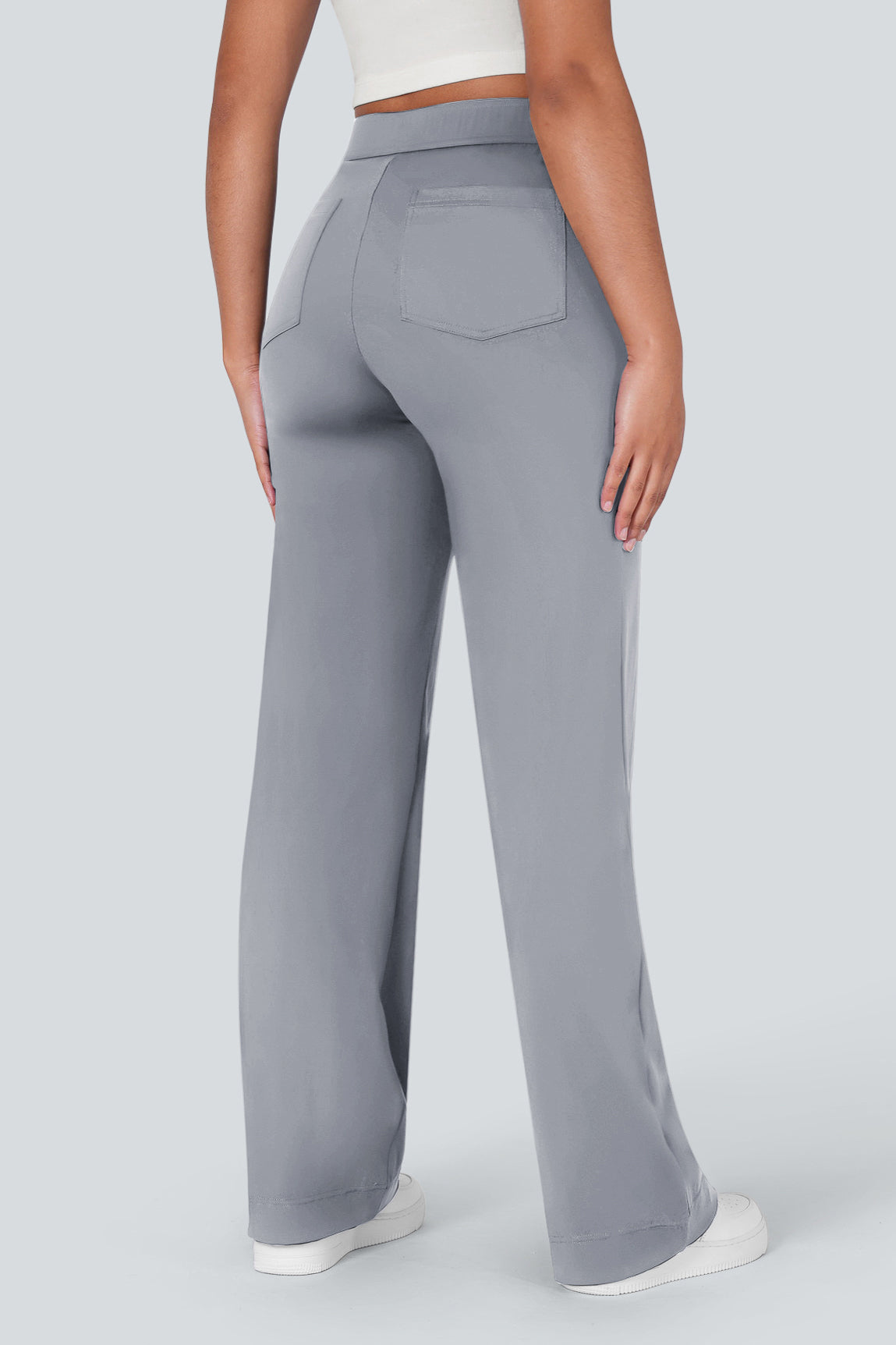 High waisted elastische casual broek