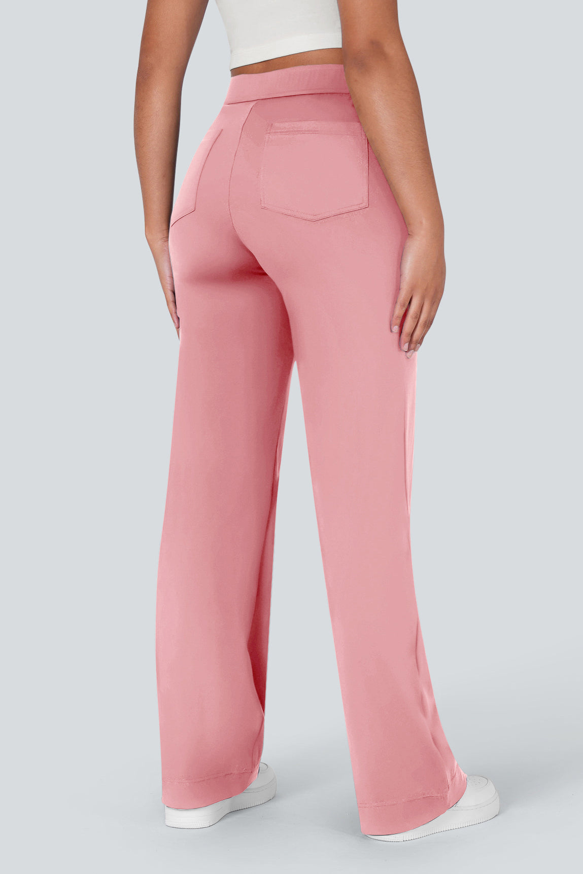 High waisted elastische casual broek