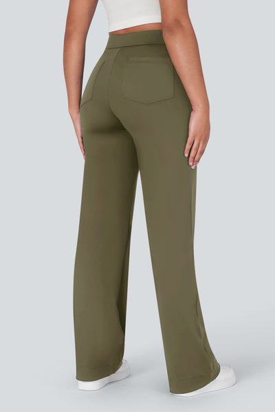 High waisted elastische casual broek
