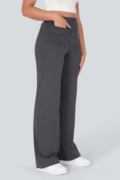 High waisted elastische casual broek