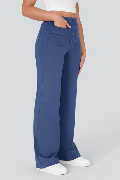 High waisted elastische casual broek
