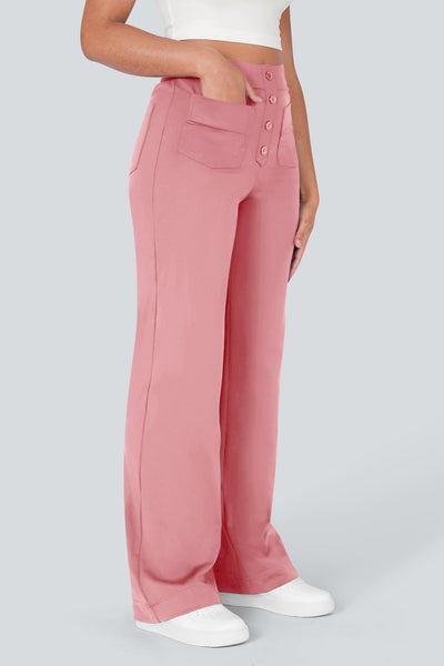 High waisted elastische casual broek
