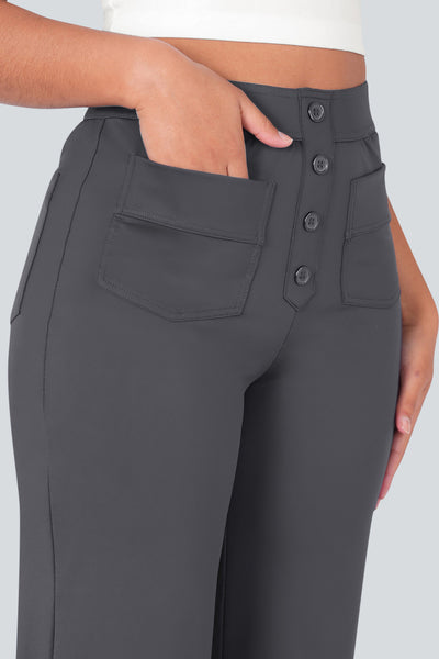 High waisted elastische casual broek