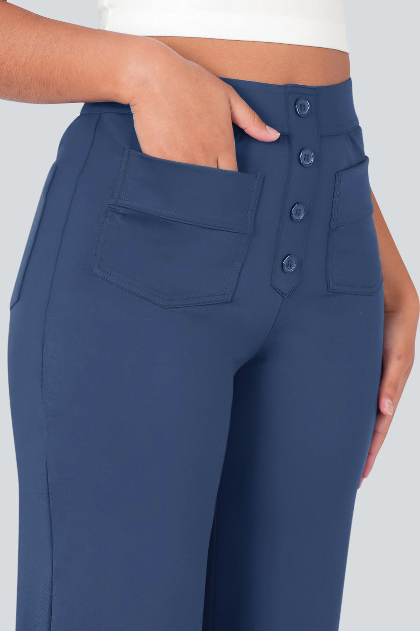 High waisted elastische casual broek