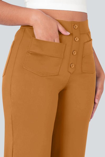 High waisted elastische casual broek