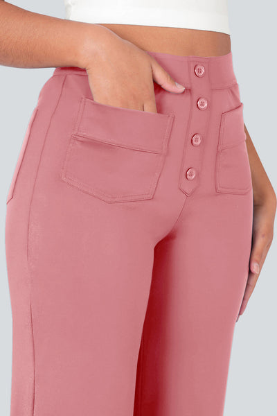 High waisted elastische casual broek