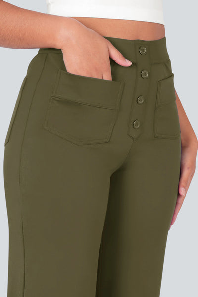 High waisted elastische casual broek