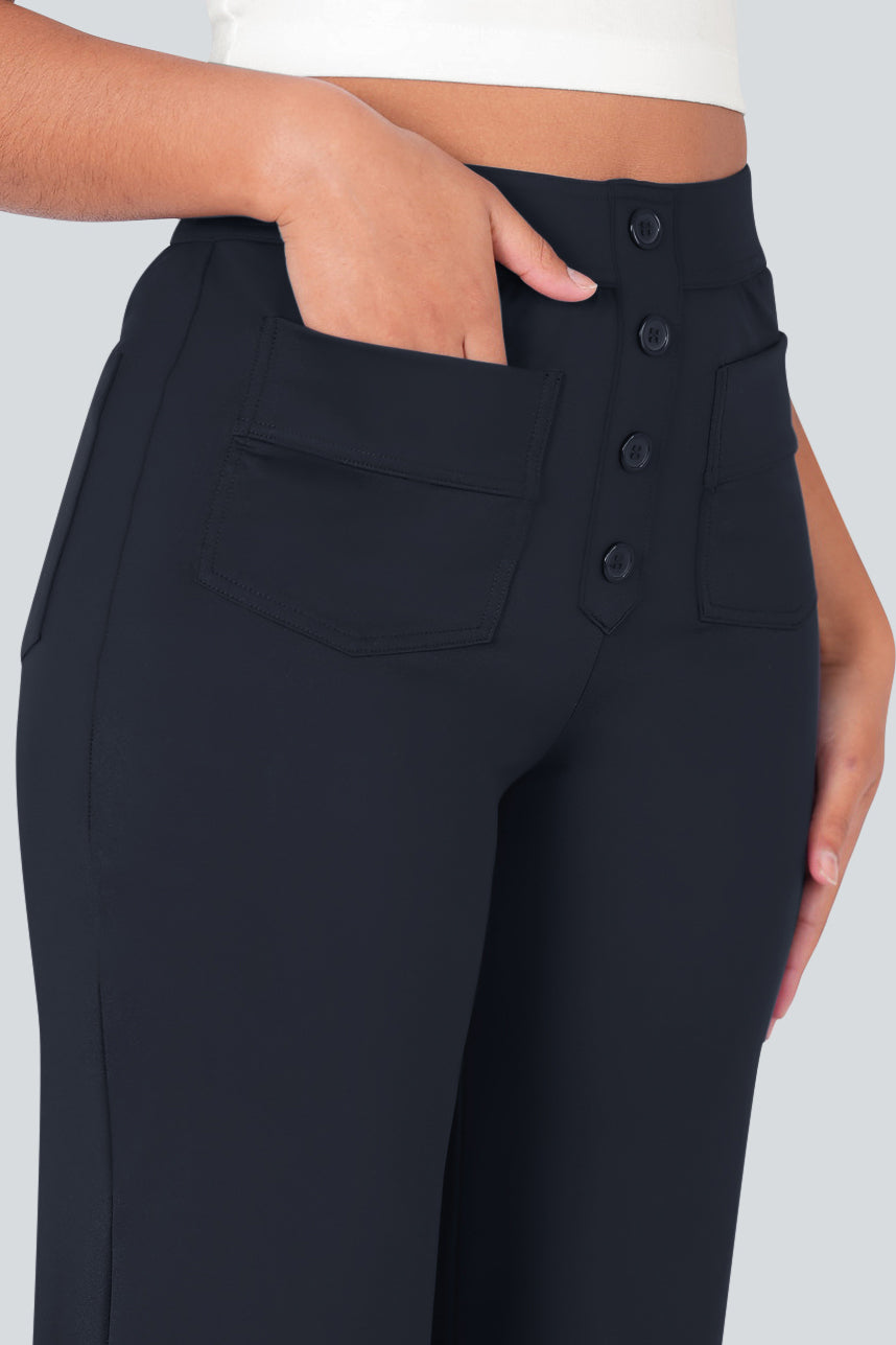 High waisted elastische casual broek