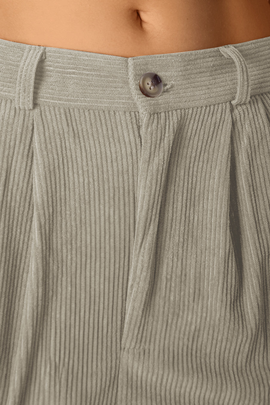 Casual Corduroy Middle Waist Trousers, zipper and side pockets