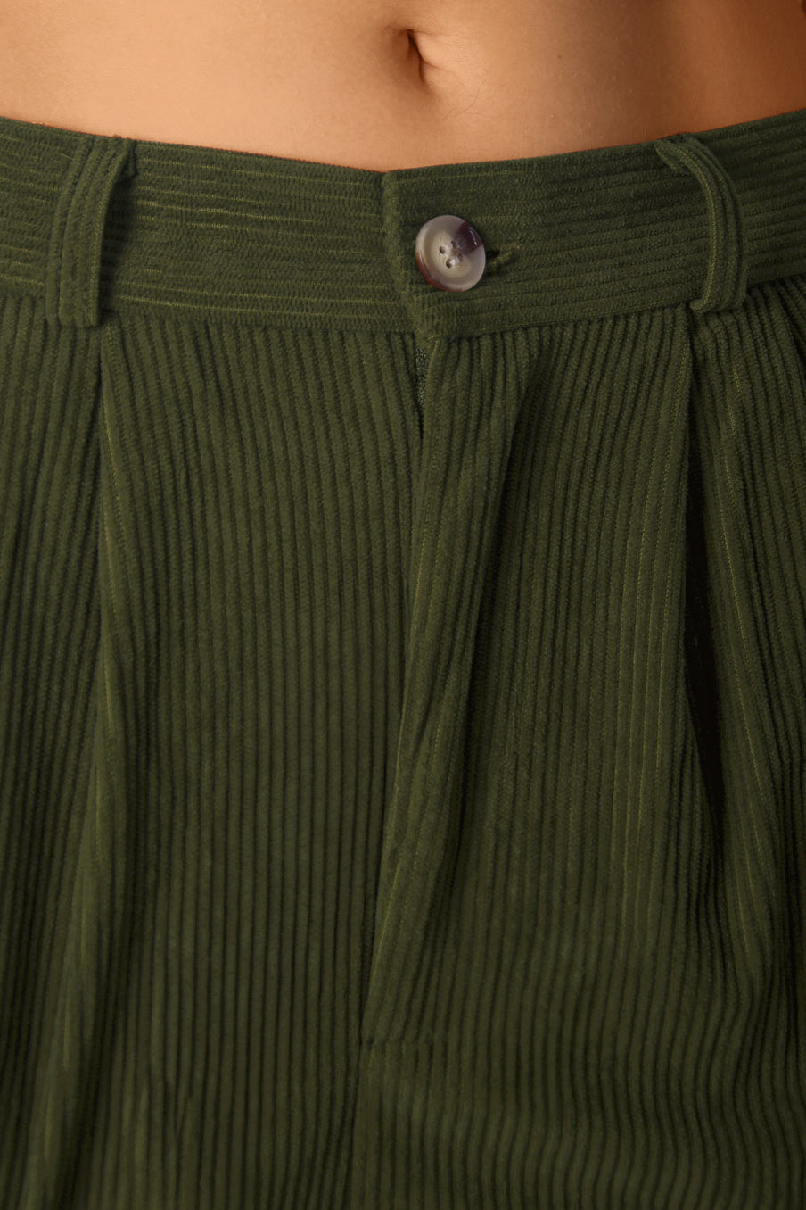 Casual Corduroy Middle Waist Trousers, zipper and side pockets