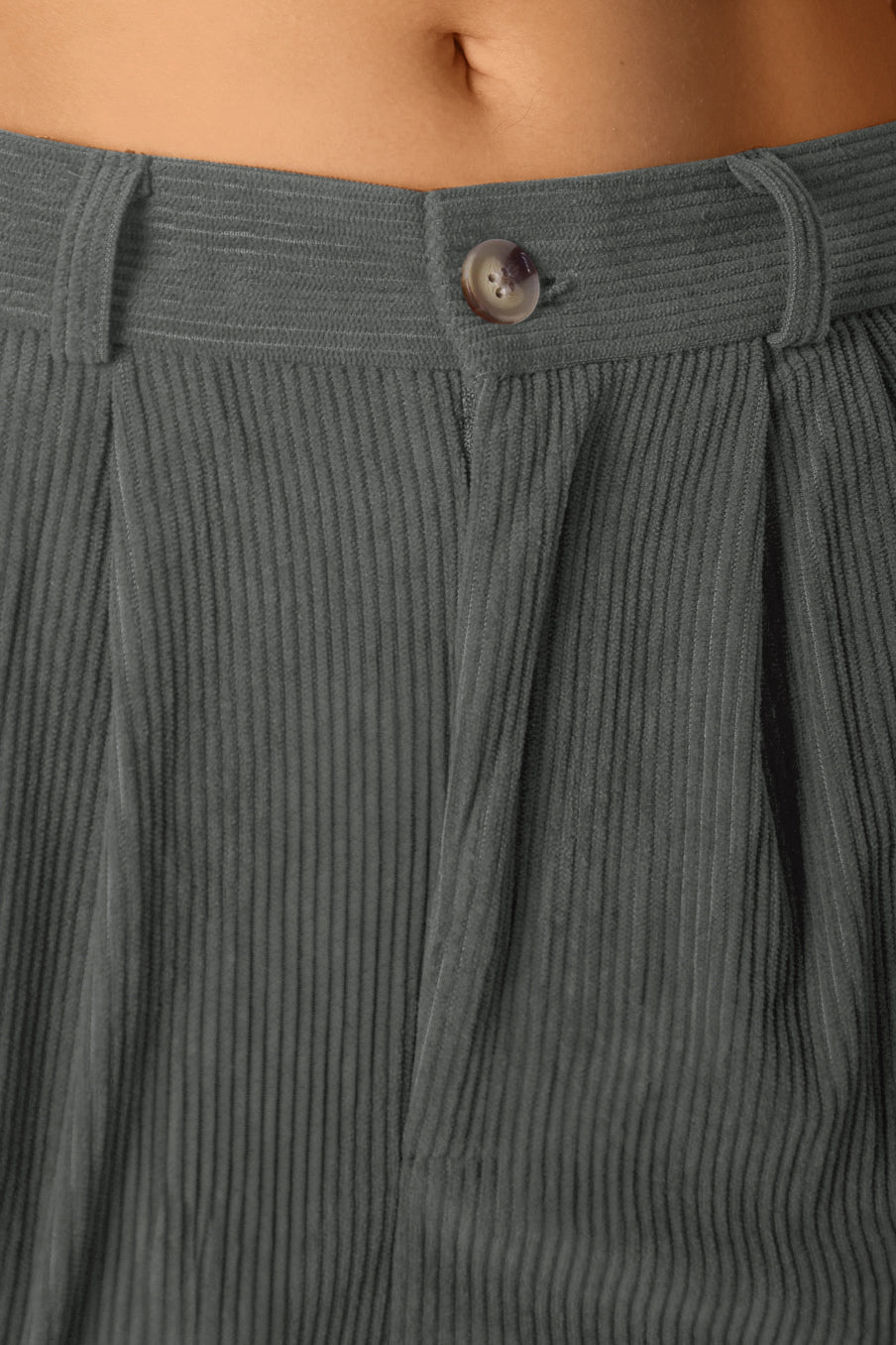 Casual Corduroy Middle Waist Trousers, zipper and side pockets