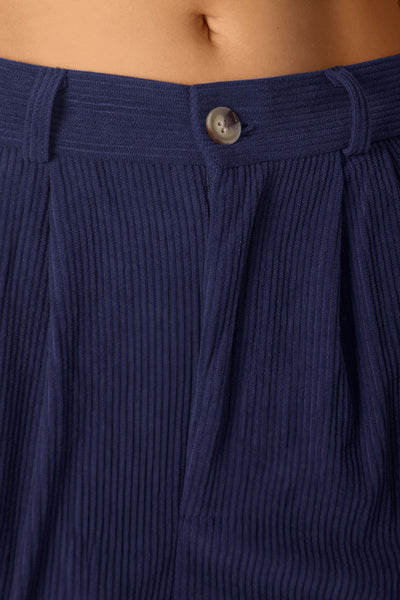 Casual Corduroy Middle Waist Trousers, zipper and side pockets