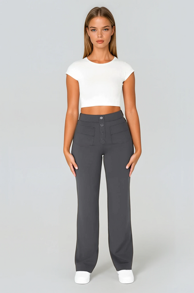 High waisted elastische casual broek