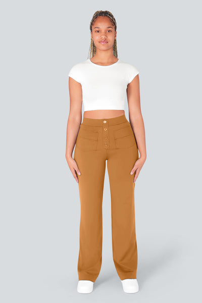 High waisted elastische casual broek