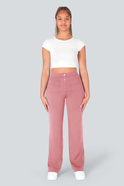 High waisted elastische casual broek